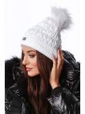 Wintermütze aus Baumwolle mit Bommel, weiß C31 - Online-Shop - Boutique